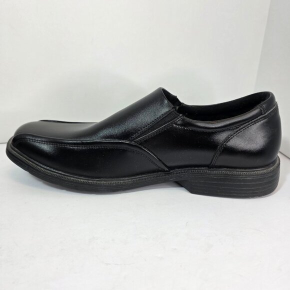 Skechers Caswell Frantone Leather Black Slip-On Shoes Relaxed Fit Memory Foam